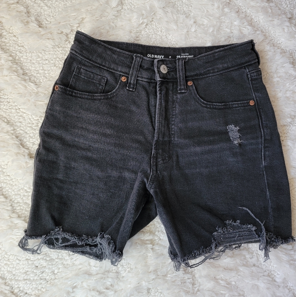 Old Navy Women's Black Distressed Jean Shorts